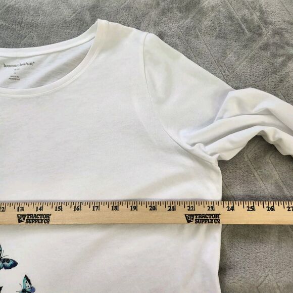 Woman Within Butterfly Print Knit Tunic Top 18/20 - Picture 6 of 12